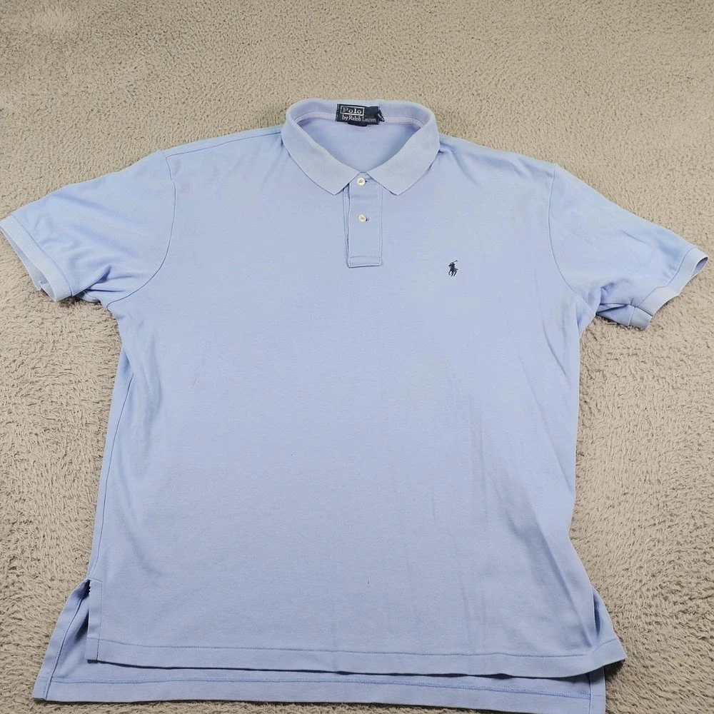 Polo‎ Ralph Lauren Polo Shirt Mens Large Blue Cotton Knit Short Sleeve Casual